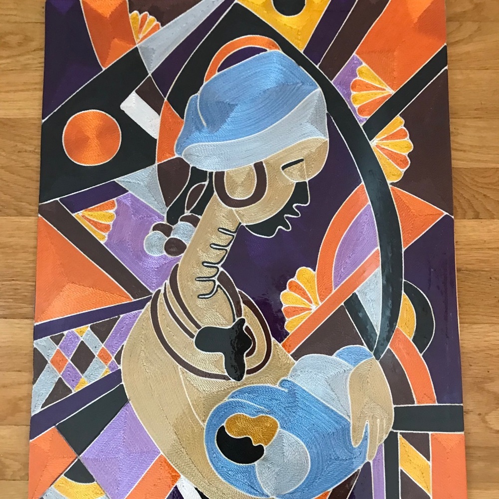 MOTHER AND CHILD LOVE II - Handwoven String Art